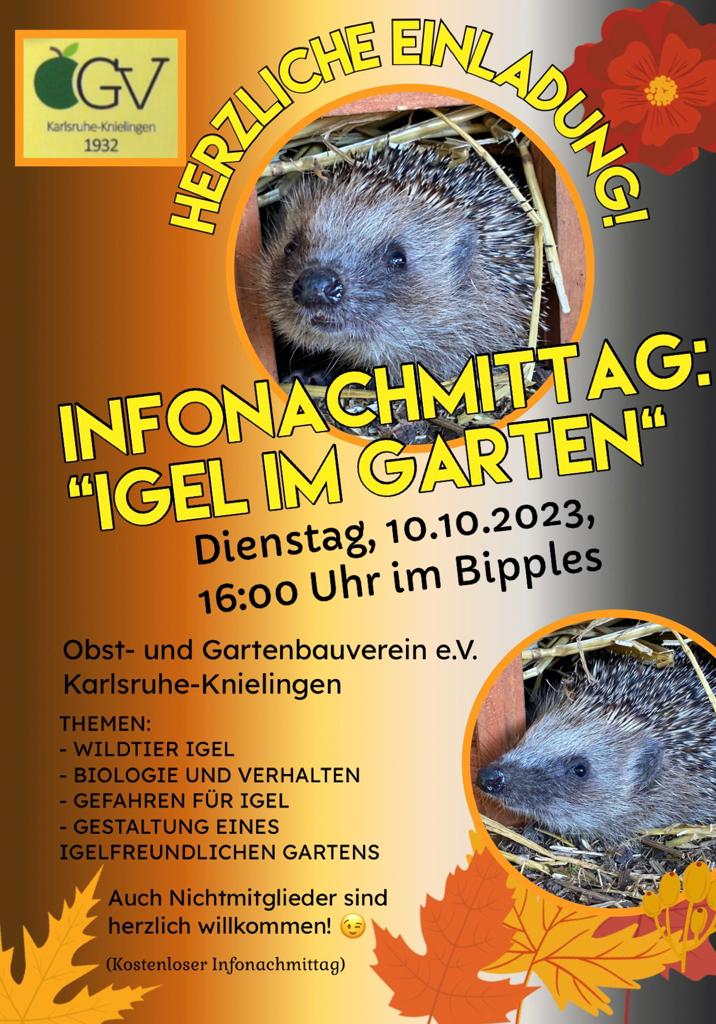 Einladung Fachvortrag Wissenswertes 
über den Igel